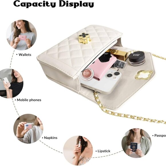 Quilted Leather Crossbody Bag Women Multiple Carrying Styles Large Capacity - Picture 4 of 7